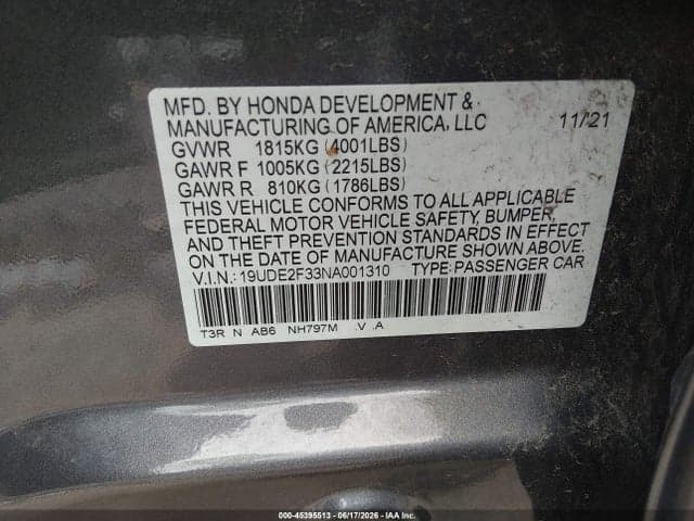 2022 ACURA ILX STANDARD 9
