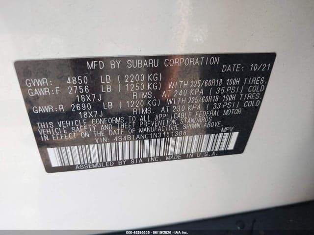 2022 SUBARU OUTBACK LIMITED 9
