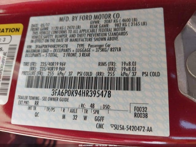 2017 FORD FUSION PLATINUM 9