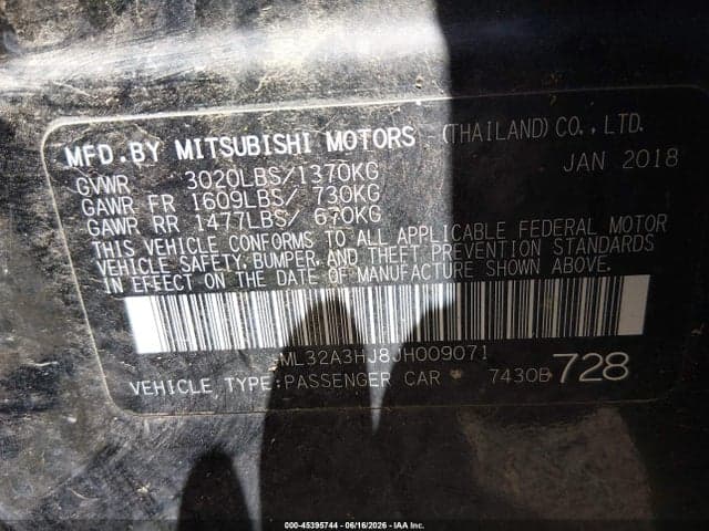 2018 MITSUBISHI MIRAGE ES 9