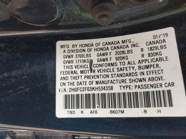 2019 HONDA CIVIC LX 9