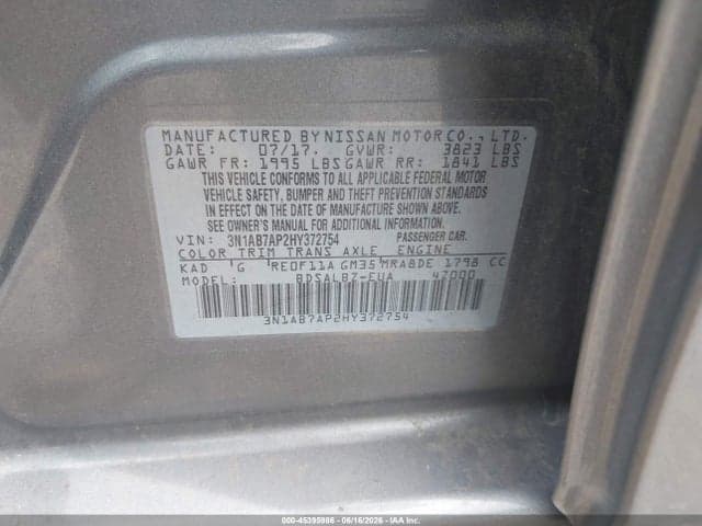 2017 NISSAN SENTRA S 9