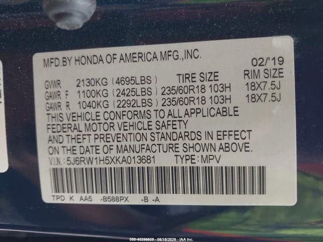 2019 HONDA CR-V EX 9