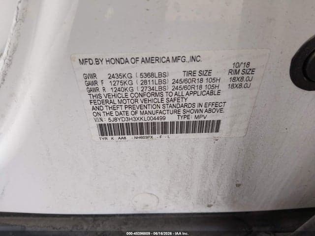 2019 ACURA MDX STANDARD 9