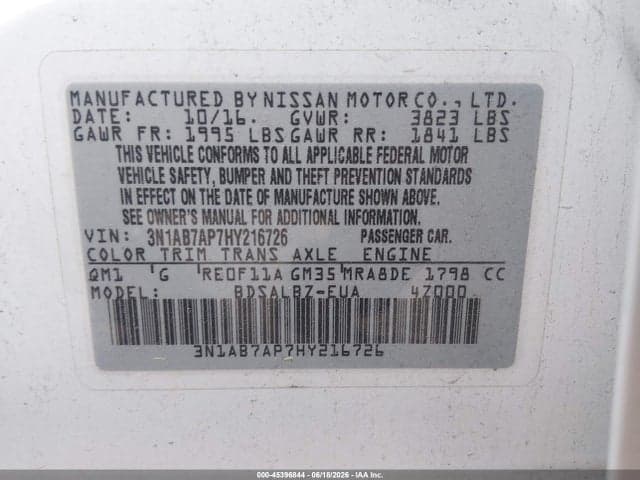 2017 NISSAN SENTRA S 9