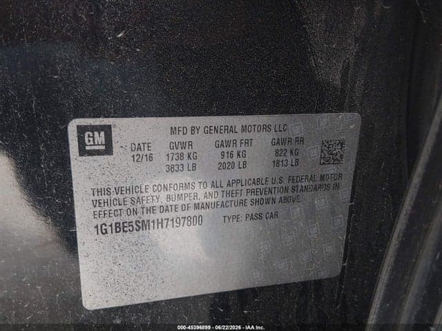 2017 CHEVROLET CRUZE LT AUTO 9