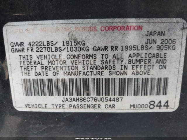 2006 MITSUBISHI LANCER EVOLUTION 9