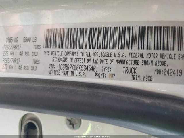 2019 RAM 1500 CLASSIC TRADESMAN 4X4 5'7 BOX 10
