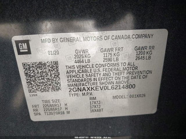 2020 CHEVROLET EQUINOX FWD LT 1.5L TURBO 9