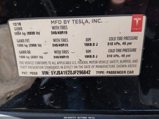 2018 TESLA MODEL S 100D/75D/P100D 9