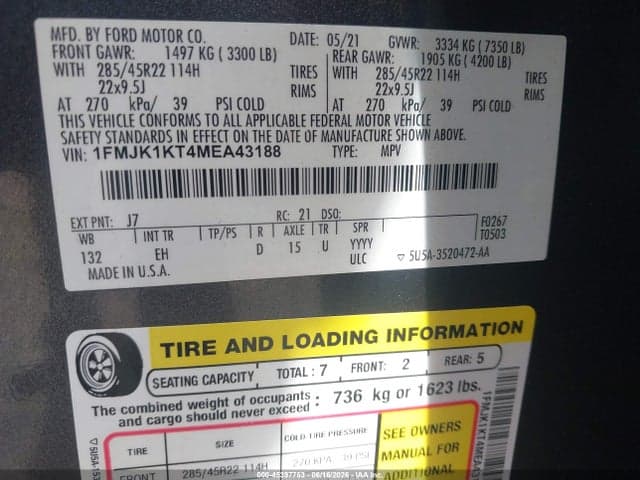 2021 FORD EXPEDITION LIMITED MAX 9