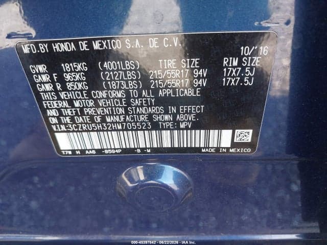 2017 HONDA HR-V LX 9
