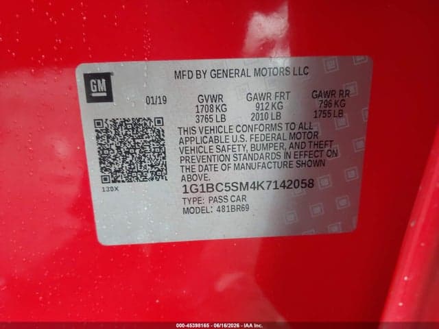 2019 CHEVROLET CRUZE LS 9