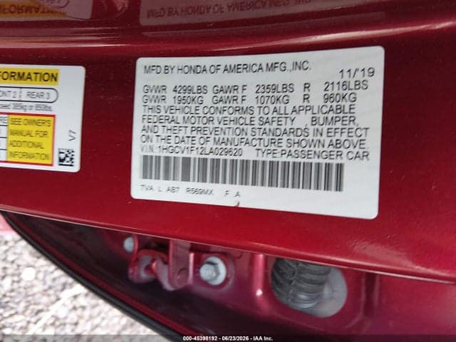 2020 HONDA ACCORD LX 9