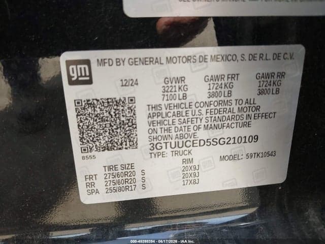 2025 GMC SIERRA 1500 4WD SHORT BOX ELEVATION WITH 3SB 9