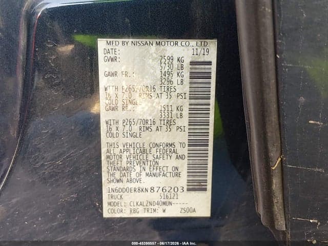 2019 NISSAN FRONTIER SV 9