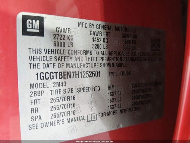 2017 CHEVROLET COLORADO 4WD WT 9