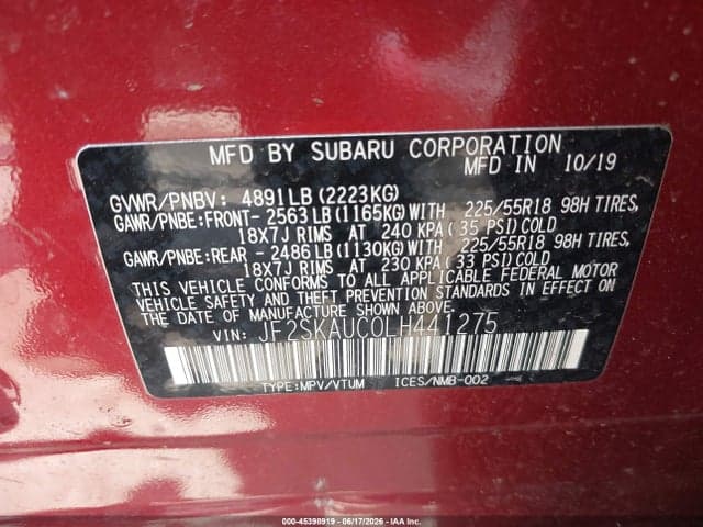 2020 SUBARU FORESTER LIMITED 9