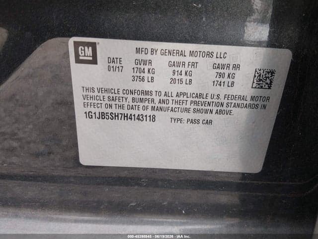 2017 CHEVROLET SONIC LS AUTO 9