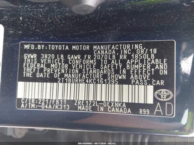 2019 TOYOTA COROLLA LE 9