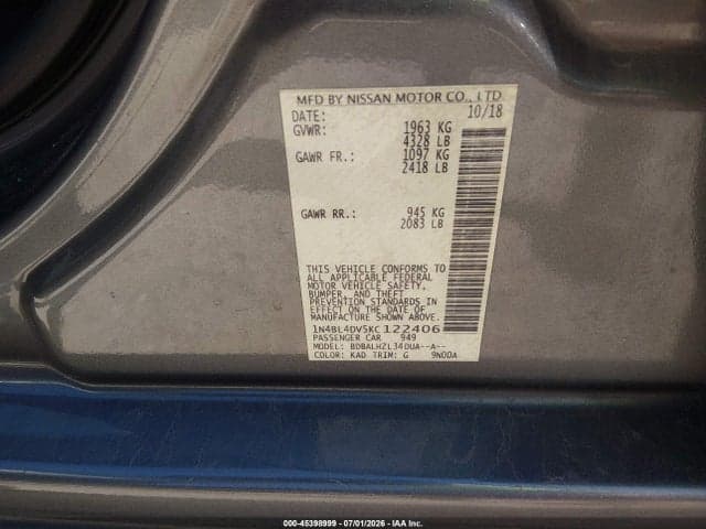 2019 NISSAN ALTIMA 2.5 SV 9