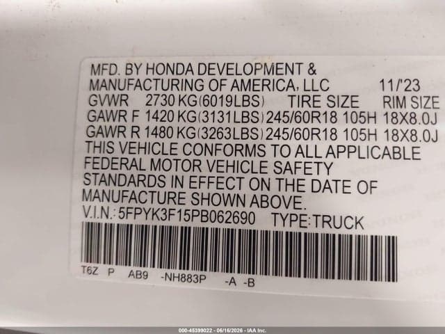 2023 HONDA RIDGELINE SPORT 9