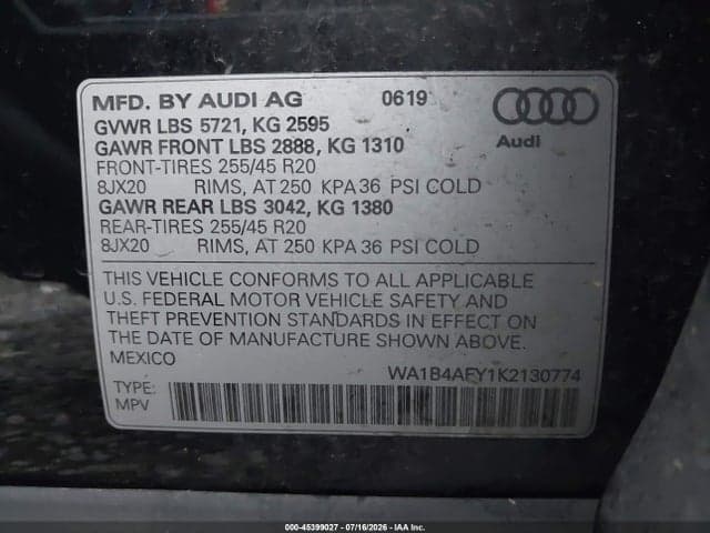 2019 AUDI SQ5 3.0T PREMIUM 9