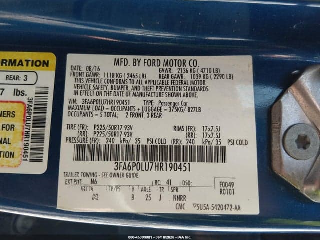 2017 FORD FUSION HYBRID SE 10