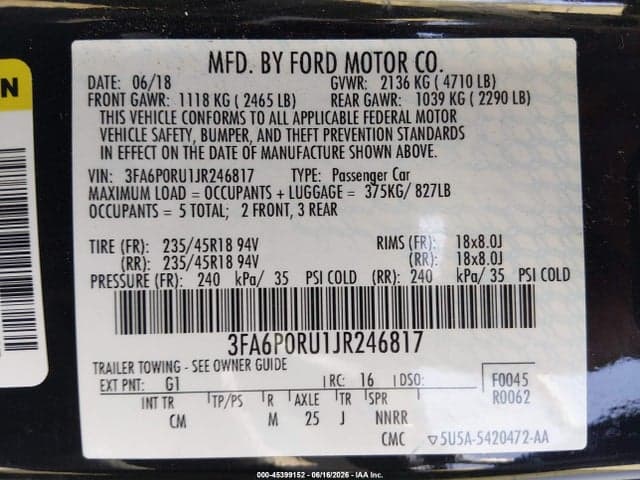 2018 FORD FUSION HYBRID PLATINUM/TITANIUM 9