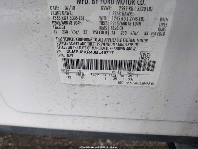 2018 LINCOLN MKX SELECT 9