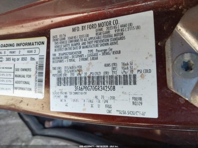 2016 FORD FUSION S 9