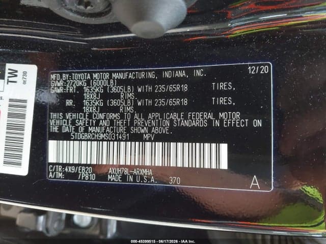 2021 TOYOTA HIGHLANDER HYBRID XLE 9