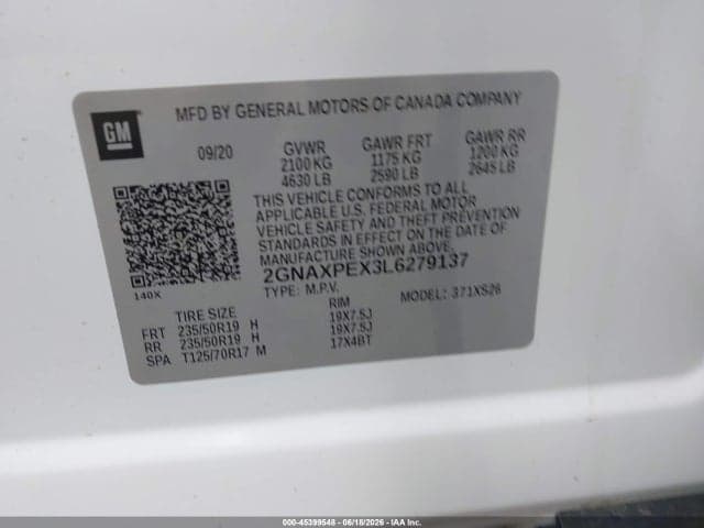 2020 CHEVROLET EQUINOX FWD PREMIER 2.0L TURBO 9