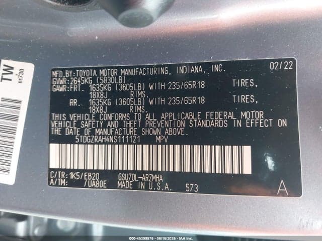2022 TOYOTA HIGHLANDER XLE 9