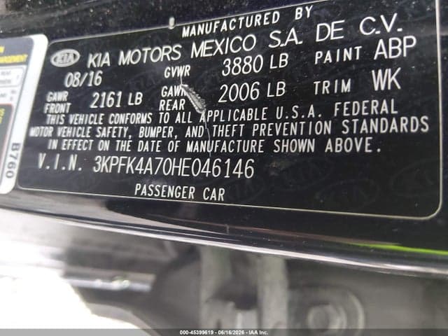 2017 KIA FORTE LX 9
