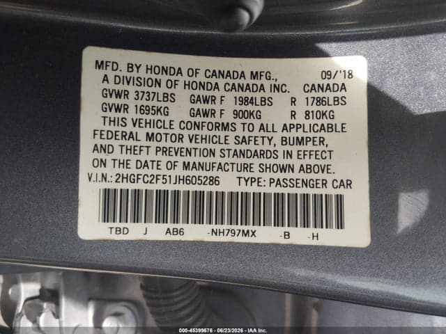 2018 HONDA CIVIC LX 9