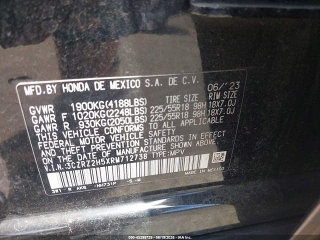 2024 HONDA HR-V AWD SPORT/AWD SPORT W/O BSI 9