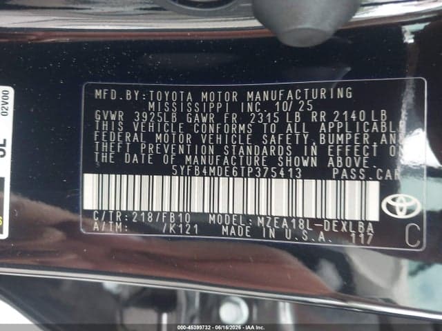 2026 TOYOTA COROLLA LE 9