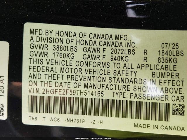 2026 HONDA CIVIC SPORT 9