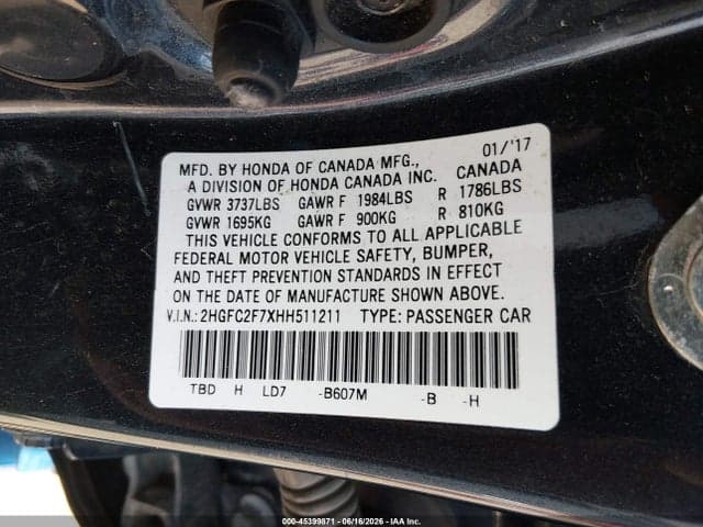 2017 HONDA CIVIC EX 9