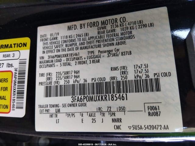 2019 FORD FUSION HYBRID SEL 9