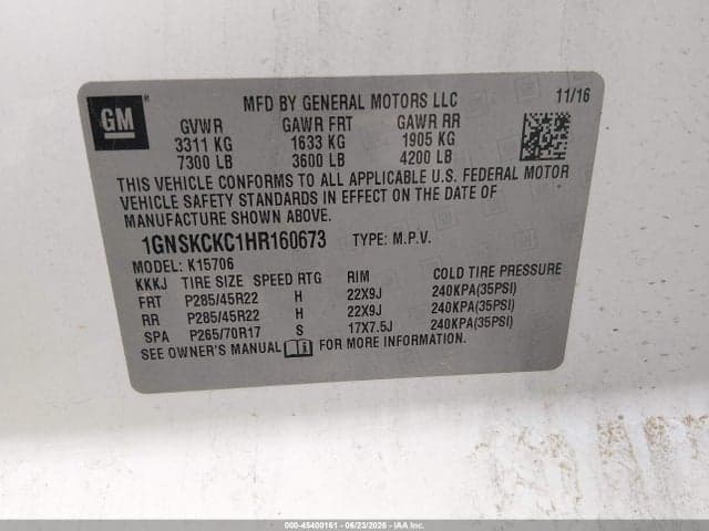 2017 CHEVROLET TAHOE PREMIER 9