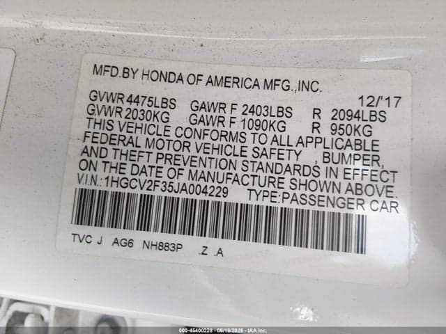 2018 HONDA ACCORD SPORT 2.0T 9