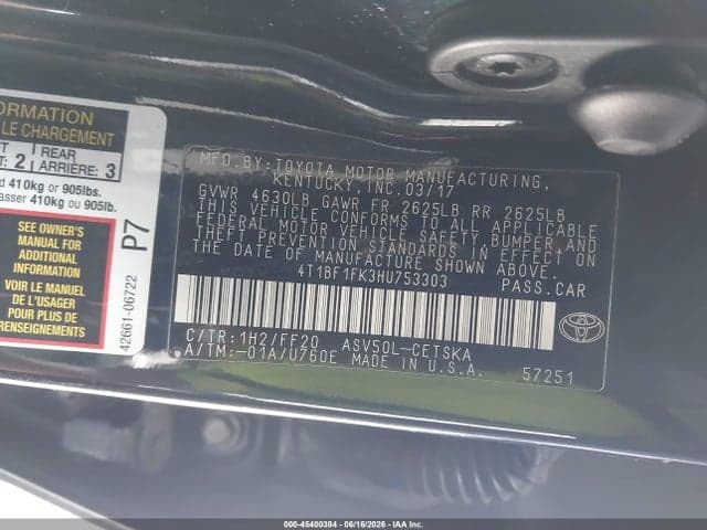 2017 TOYOTA CAMRY SE 9