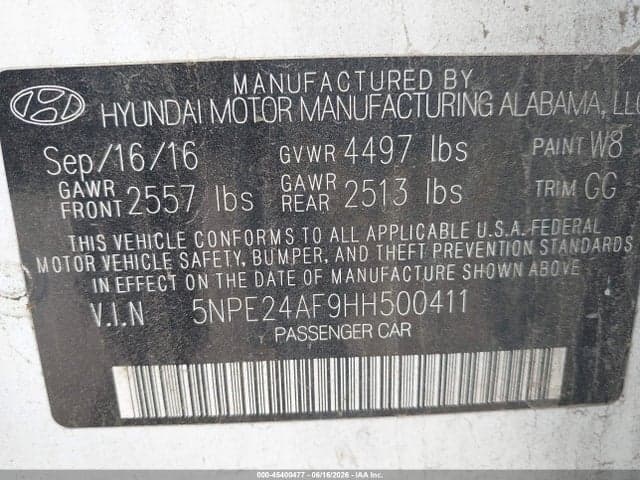 2017 HYUNDAI SONATA 9