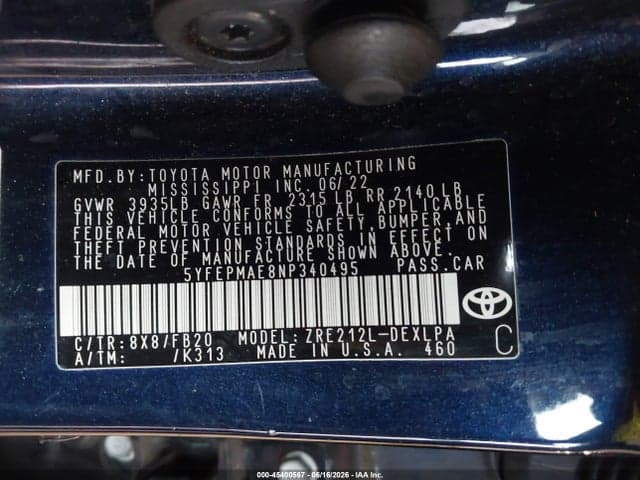 2022 TOYOTA COROLLA LE 9
