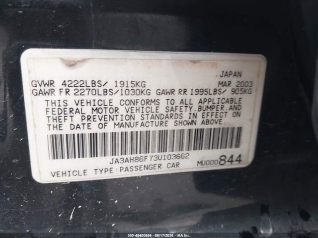 2003 MITSUBISHI LANCER EVOLUTION 9