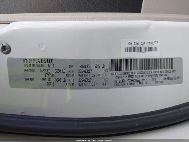 2017 CHRYSLER PACIFICA HYBRID TOURING PLUS 9