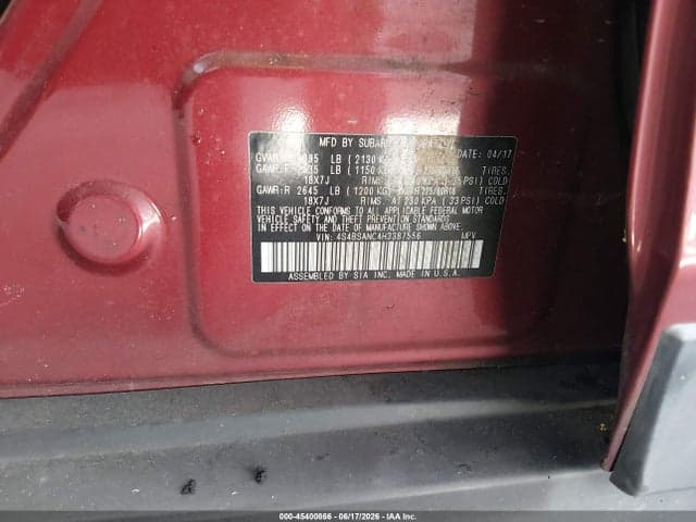 2017 SUBARU OUTBACK 2.5I LIMITED 9