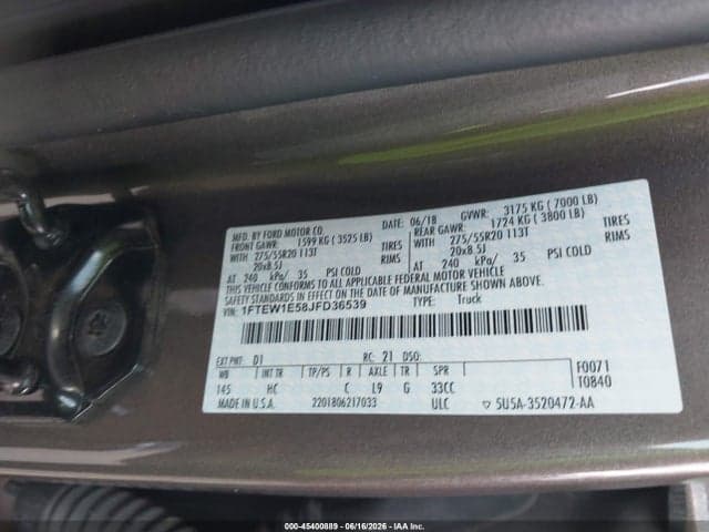 2018 FORD F-150 KING RANCH/LARIAT/PLATINUM/XL/XLT 9
